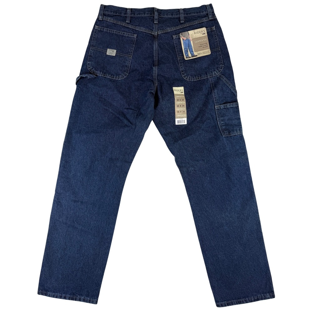 Riders by Lee Carpenter Jeans Mens 36x34 Blue Denim Utility Work Pants NWT